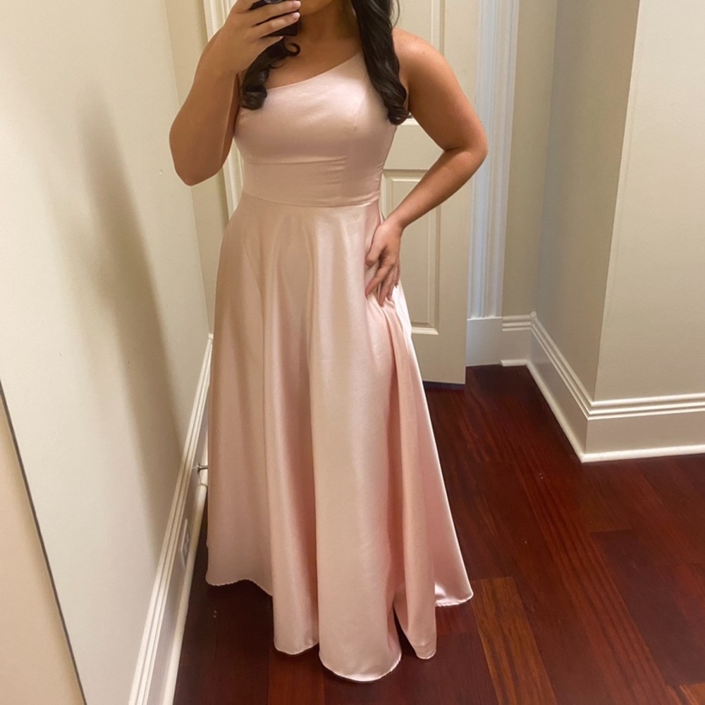 DB Studio One Shoulder Bridesmaids Dress in Petal
